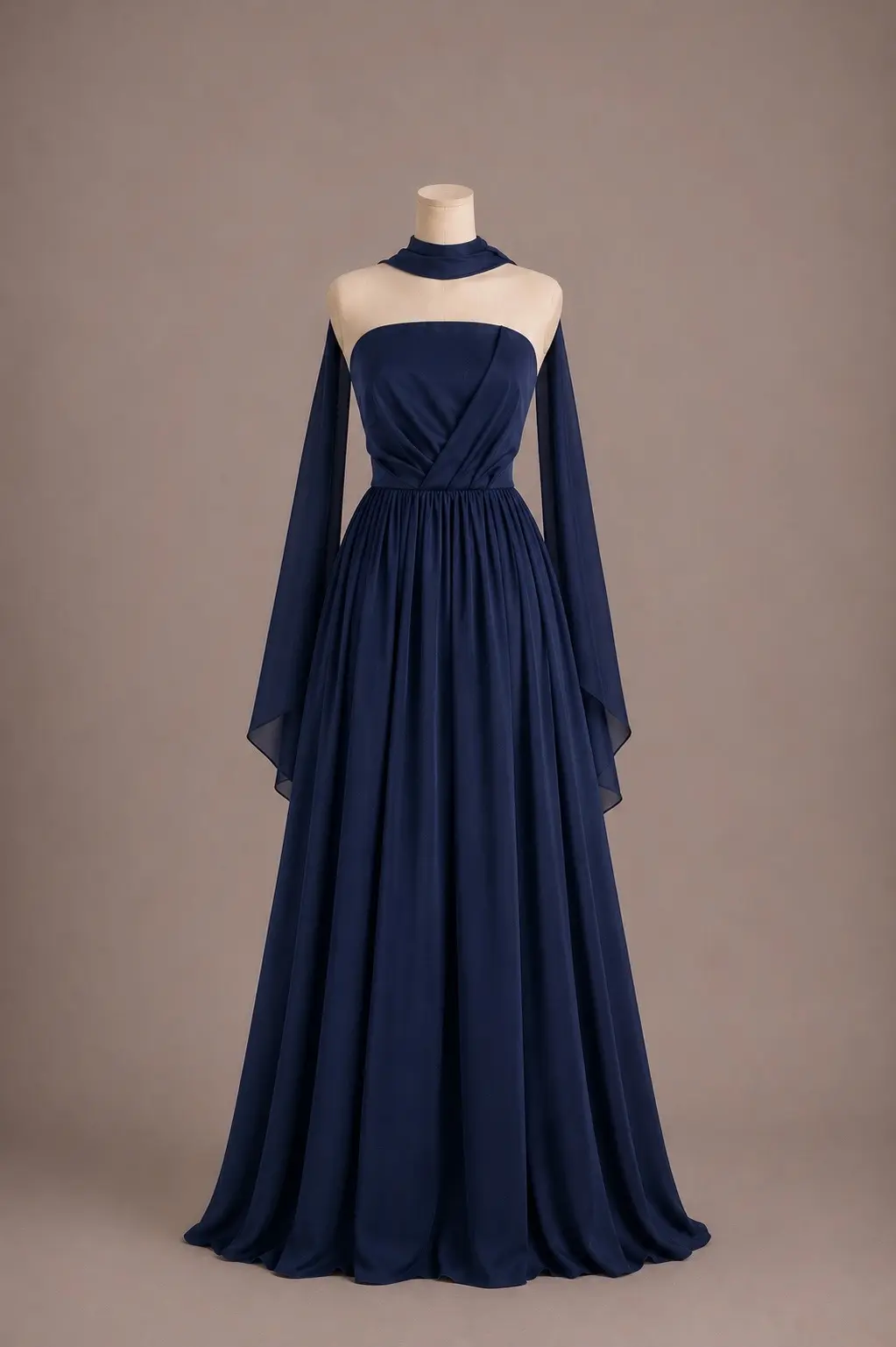 Vestido longo — azul-marinho Escuro na cor Azul