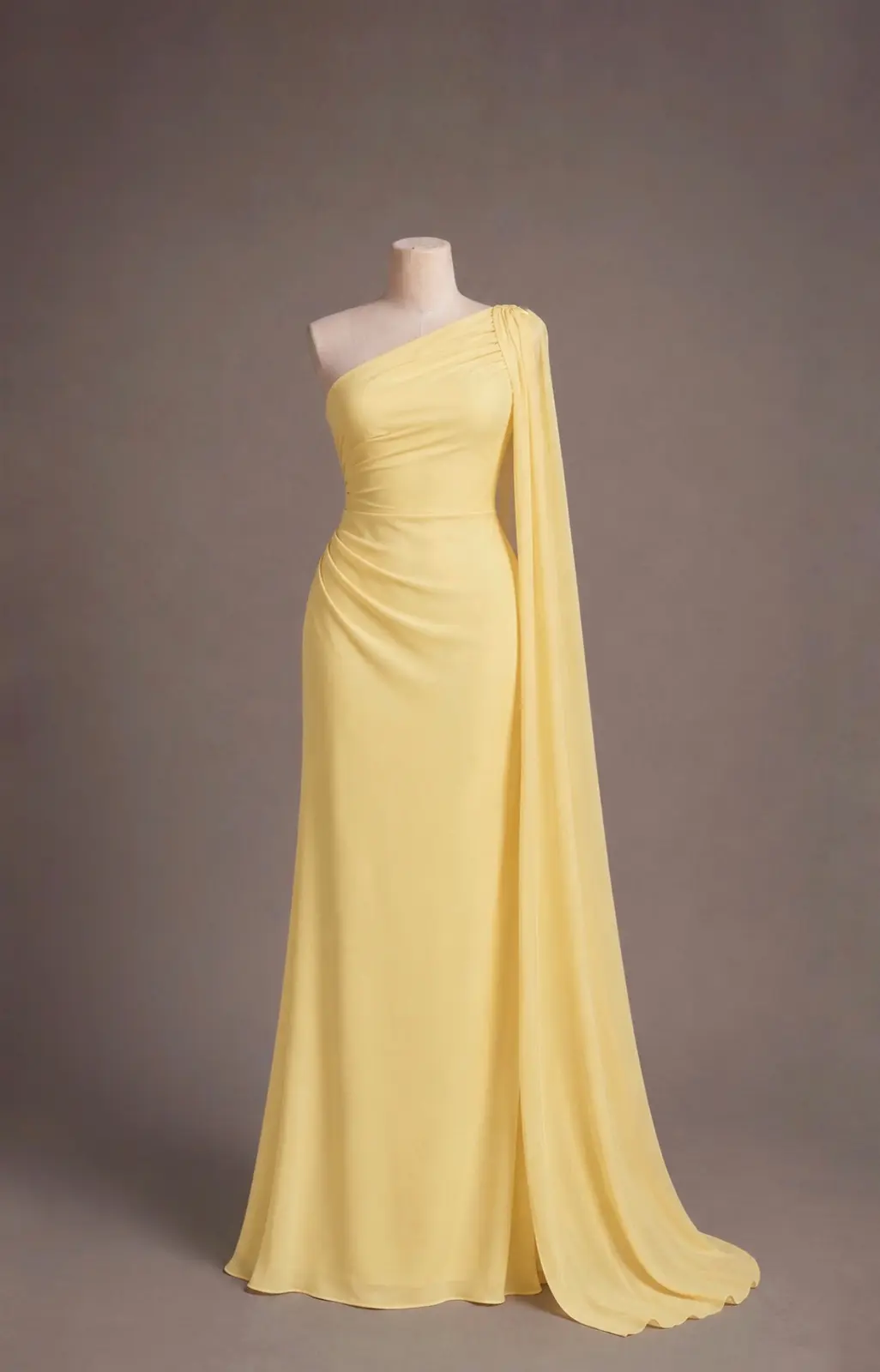 Vestido longo — Amarelo pastel na cor Amarelo pastel
