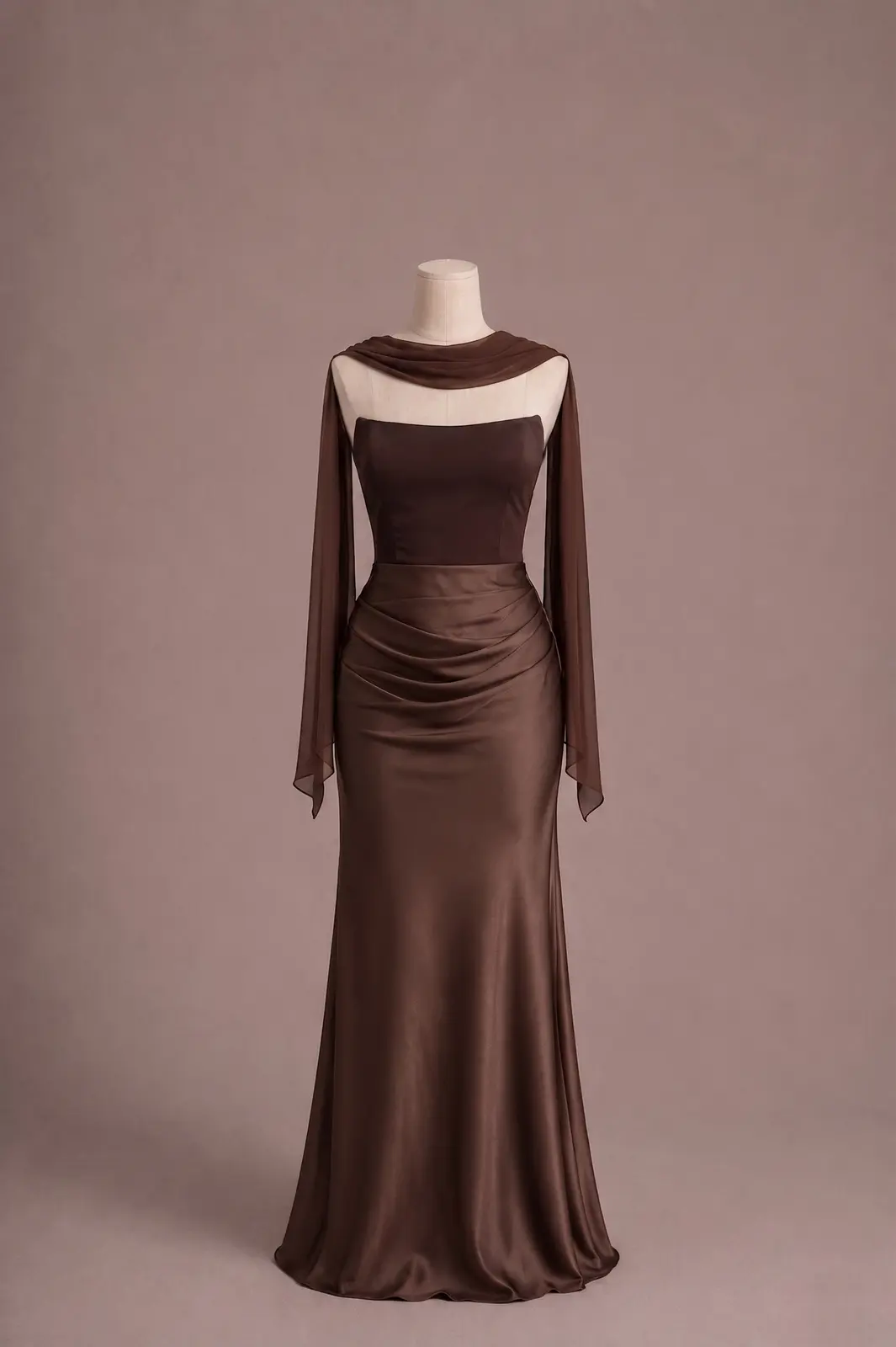 Vestido longo — Marrom na cor Marrom