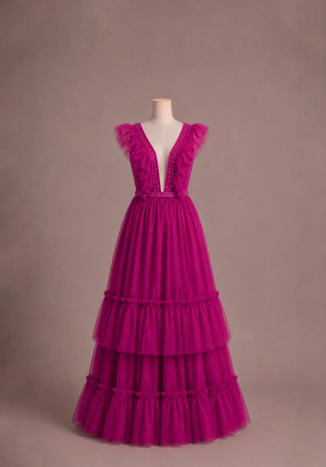 Vestido longo — Fúcsia na cor Rosa