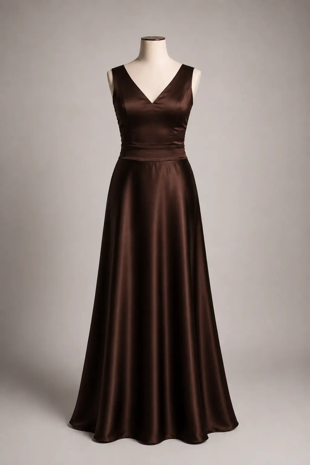 Vestido longo — Marrom — frente