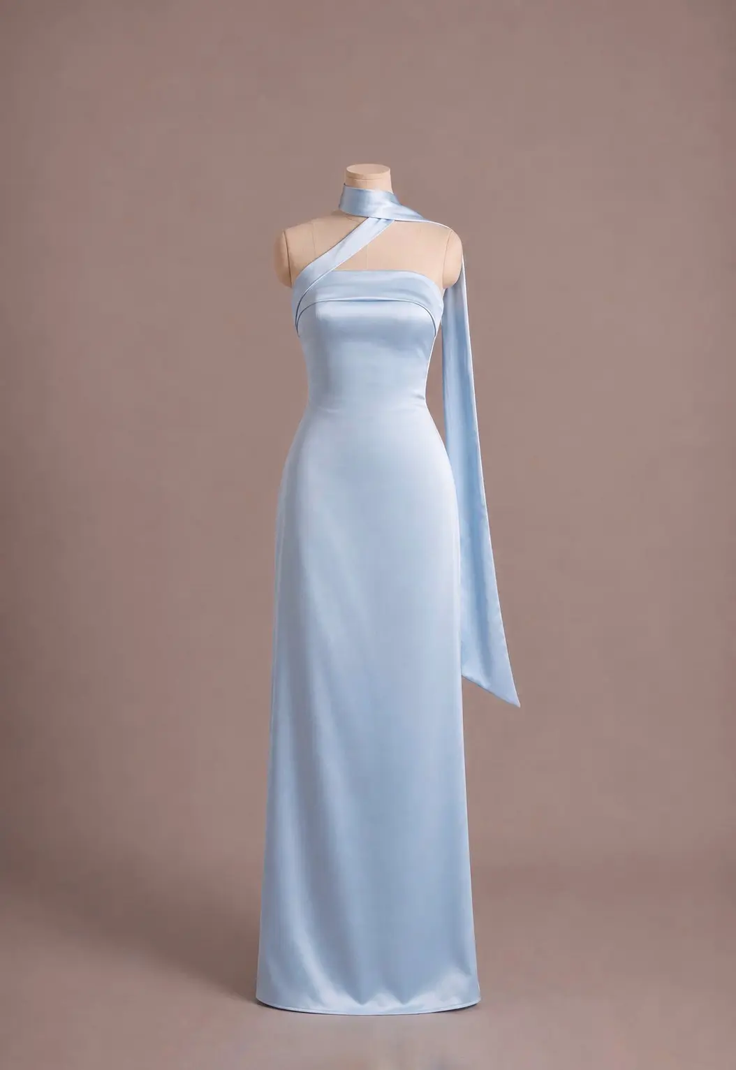 Vestido longo — Azul Claro bebê — frente