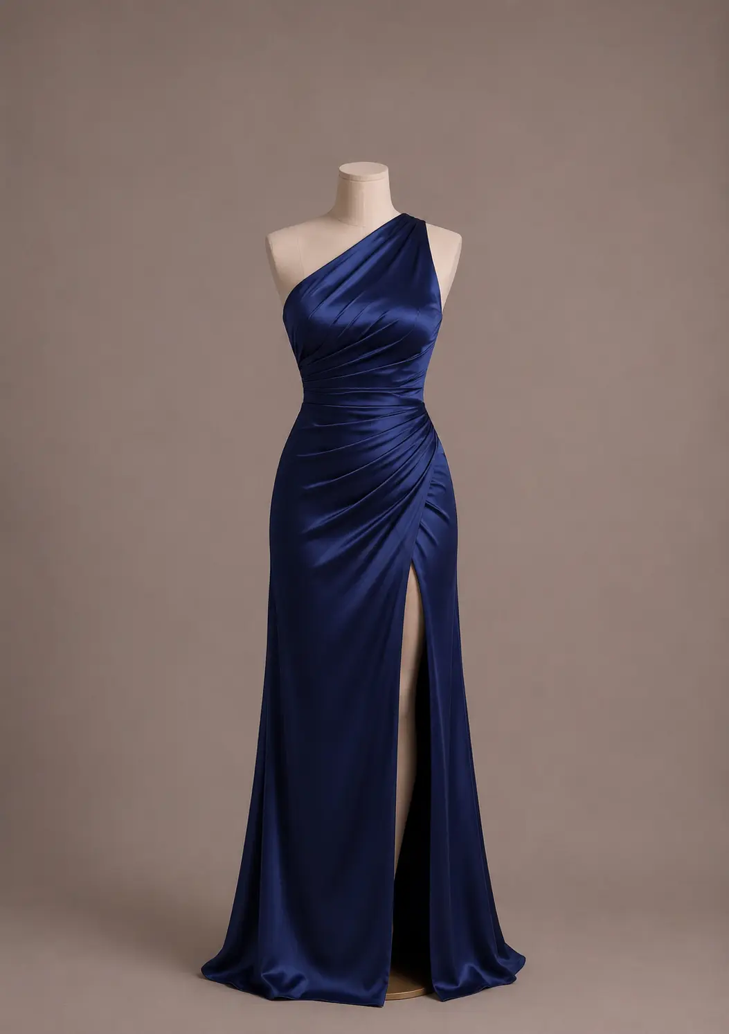 Vestido longo — azul-marinho — frente