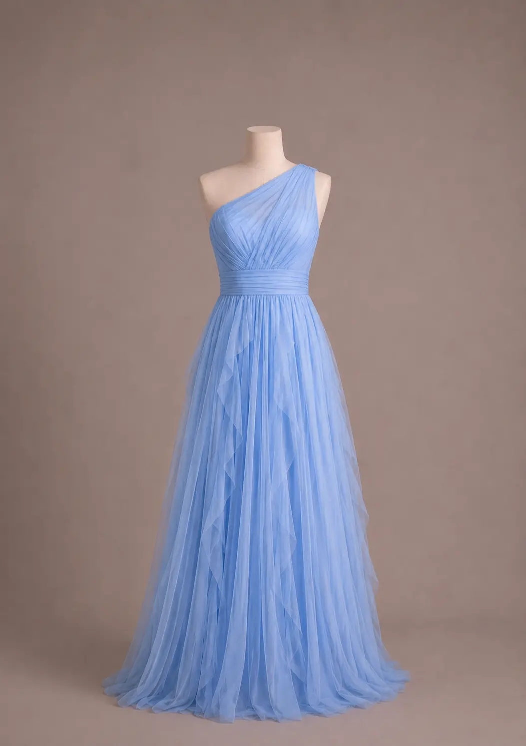 Vestido longo — Azul Tule — frente