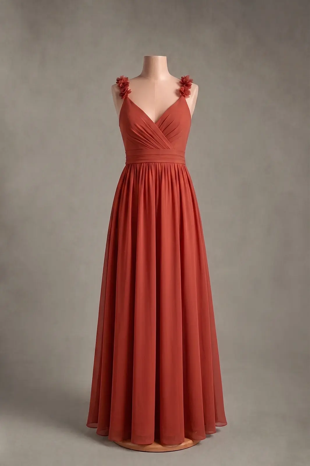 Vestido longo — Terracota — frente