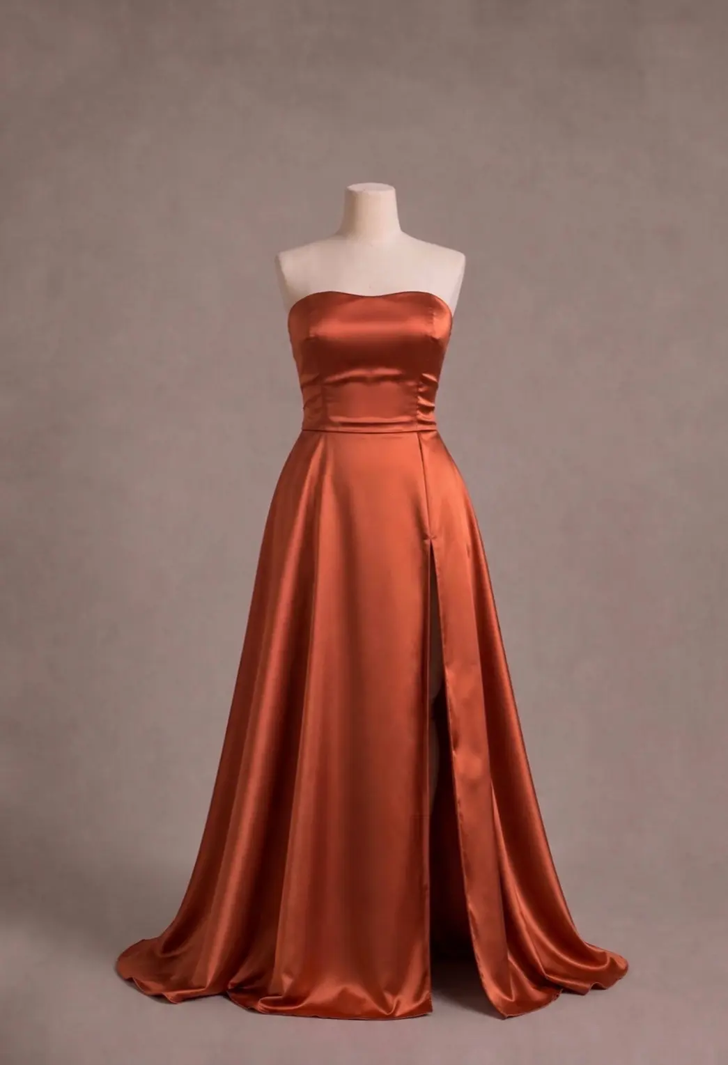 Vestido longo — Terracota — frente