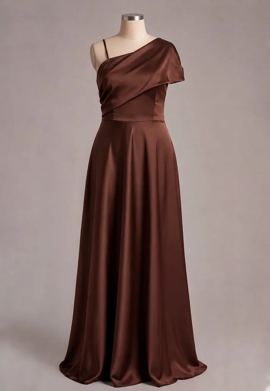 Vestido longo — Marrom — frente