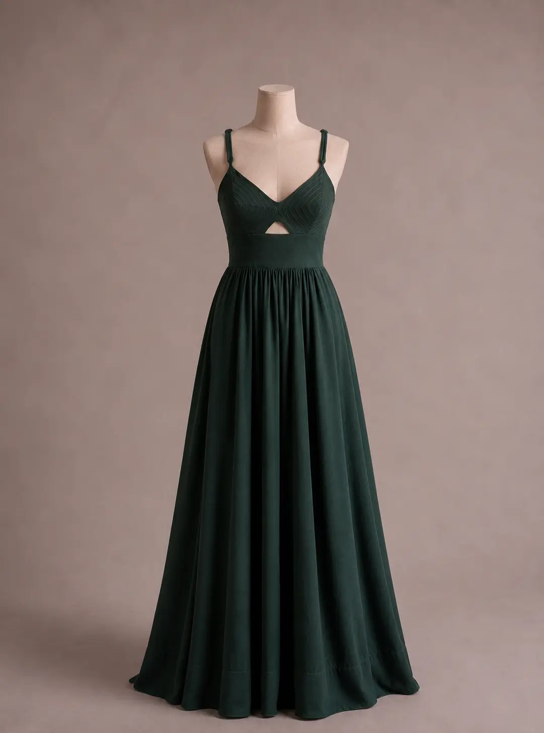 Vestido longo — Verde Escuro — frente