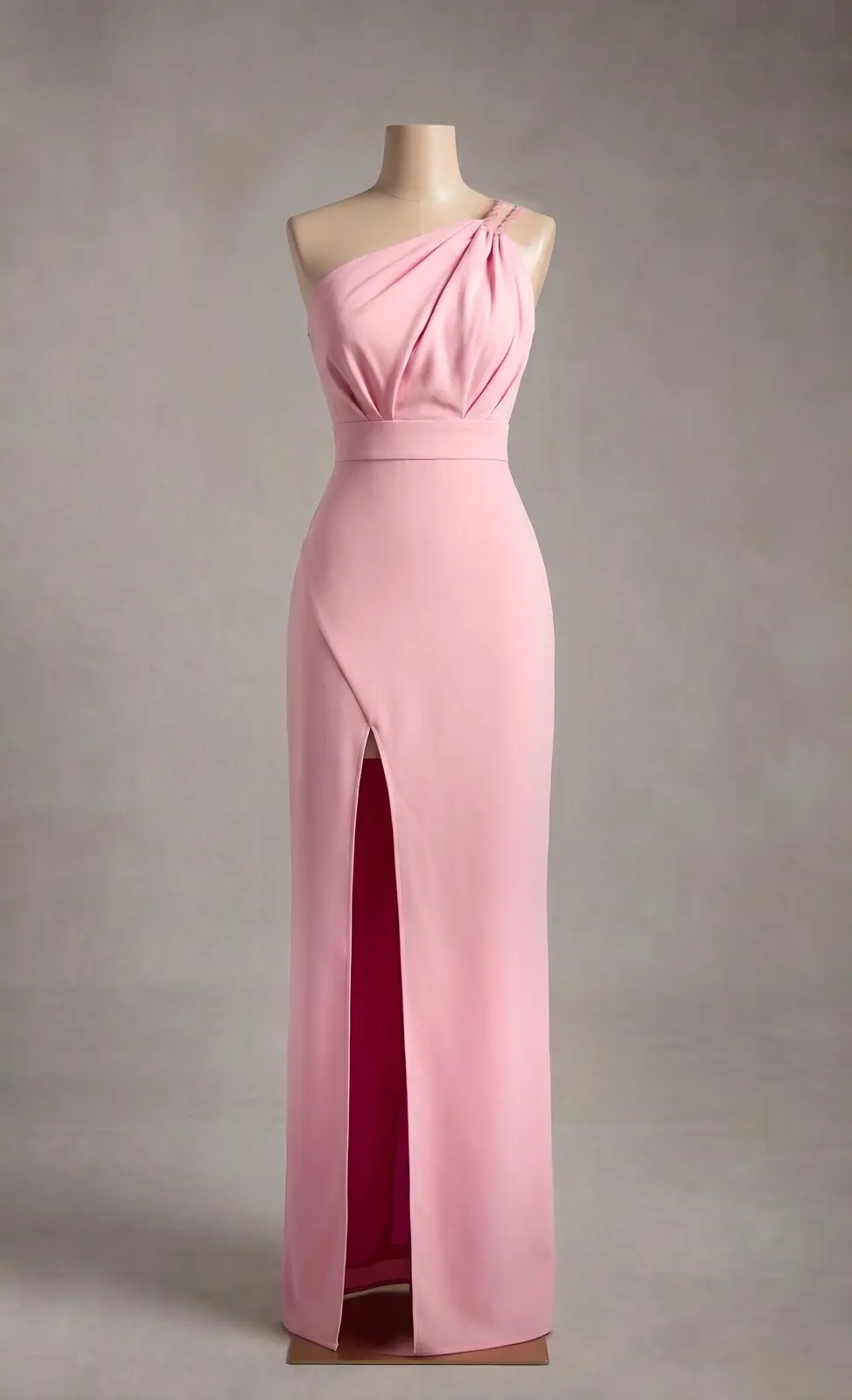 Vestido longo — Rosa Chiclete Claro — frente