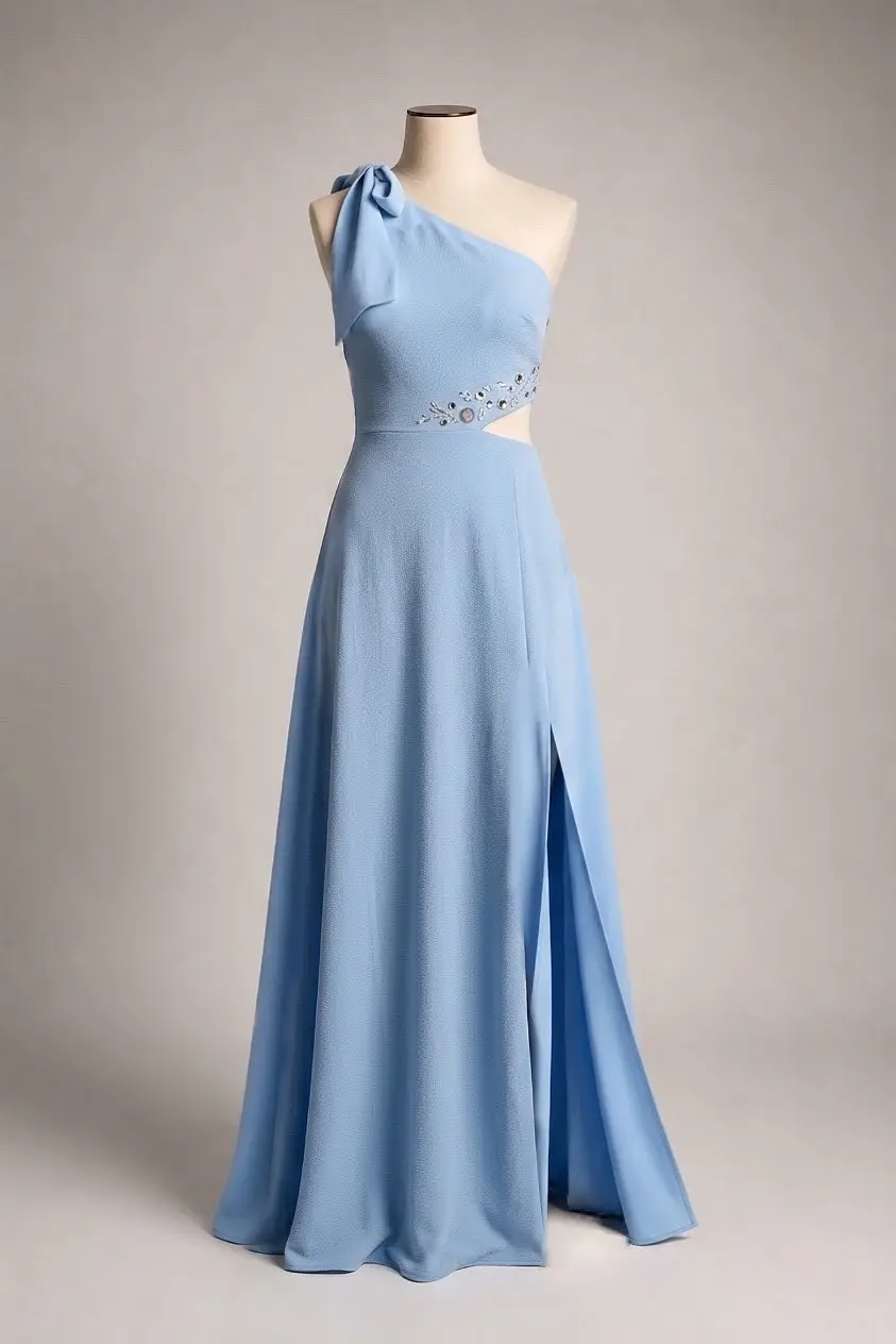 Vestido longo — Azul — frente
