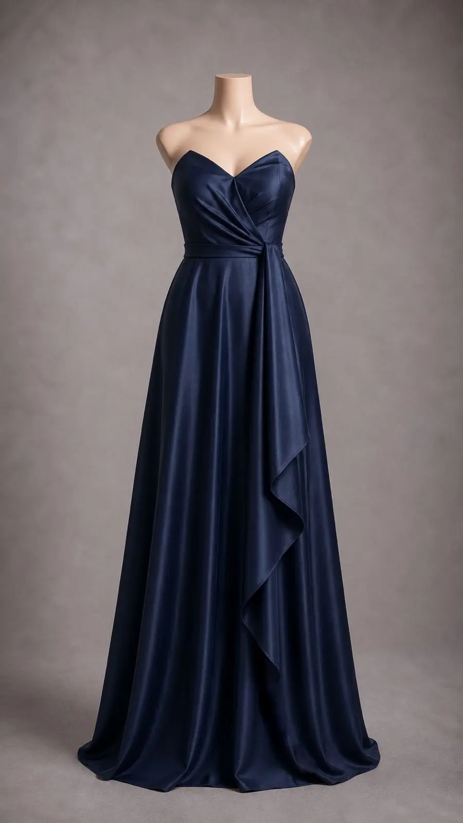 Vestido longo — azul-marinho — frente
