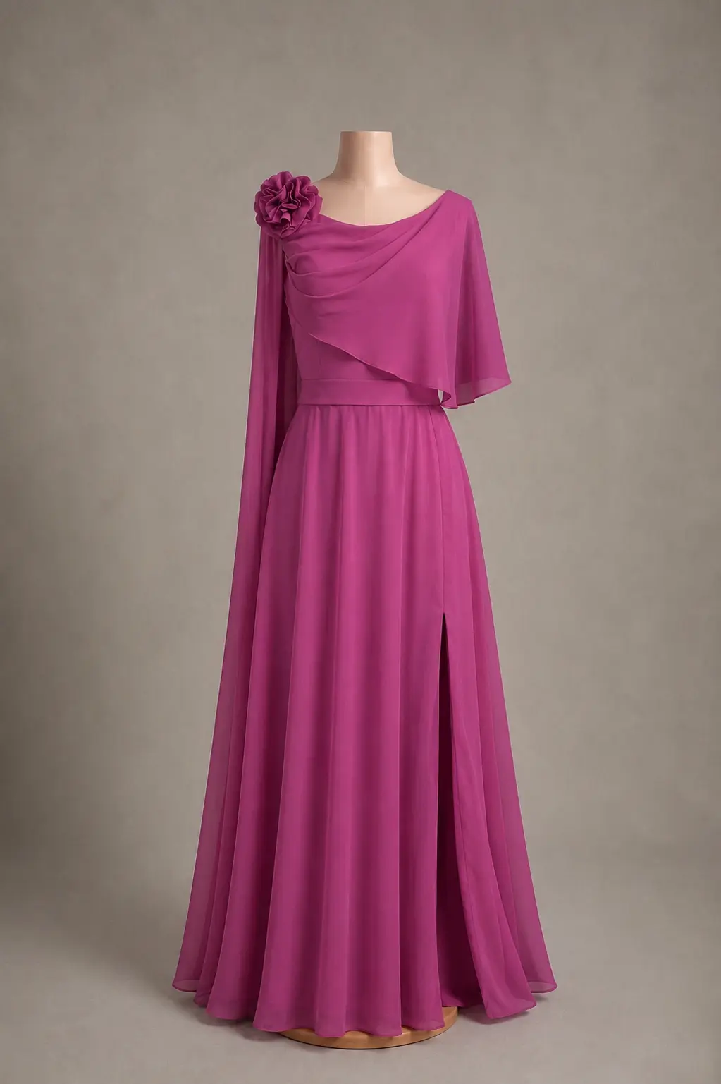 Vestido longo — Rosa — frente