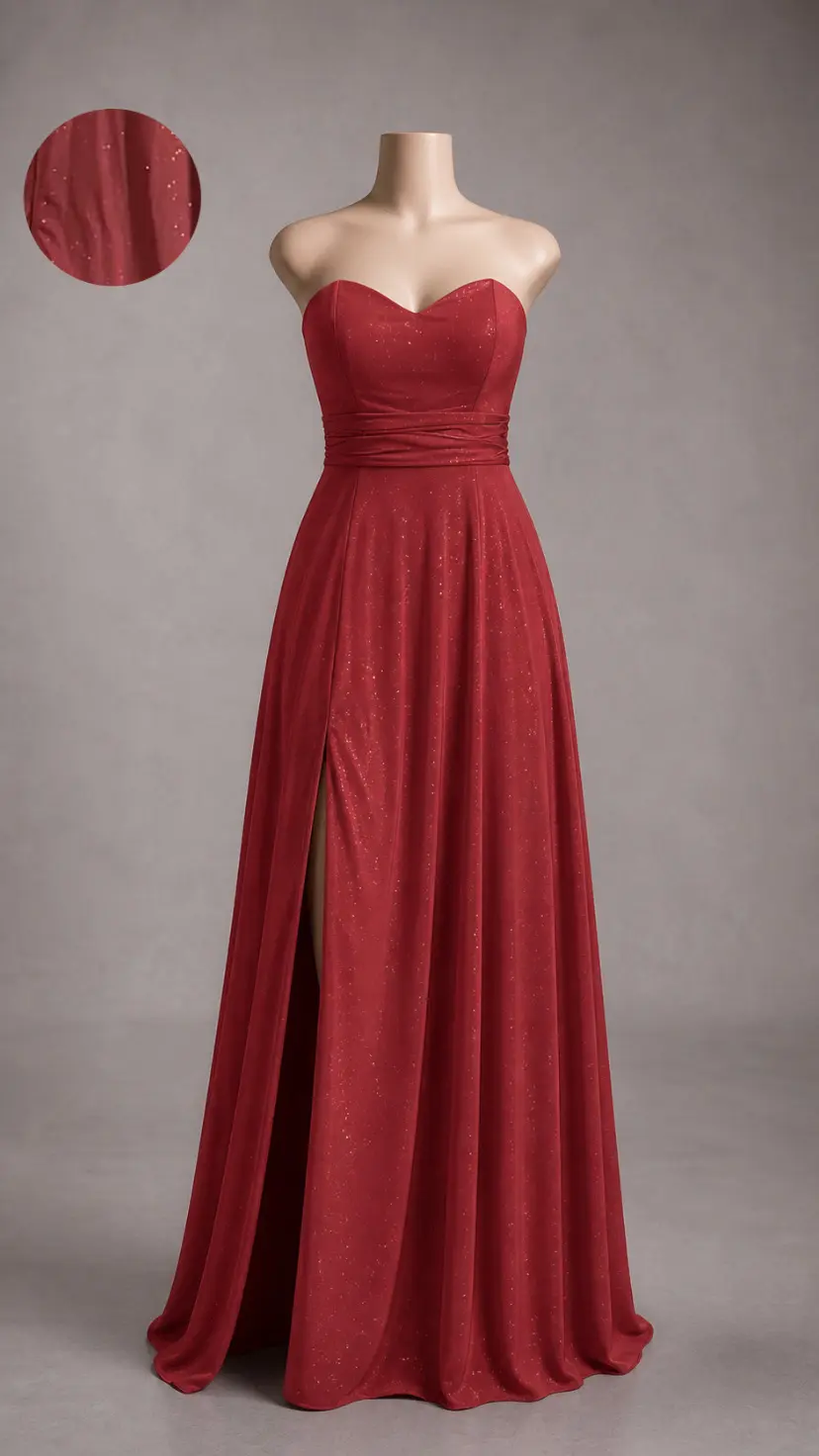 Vestido longo — Terracota Brilhoso — frente