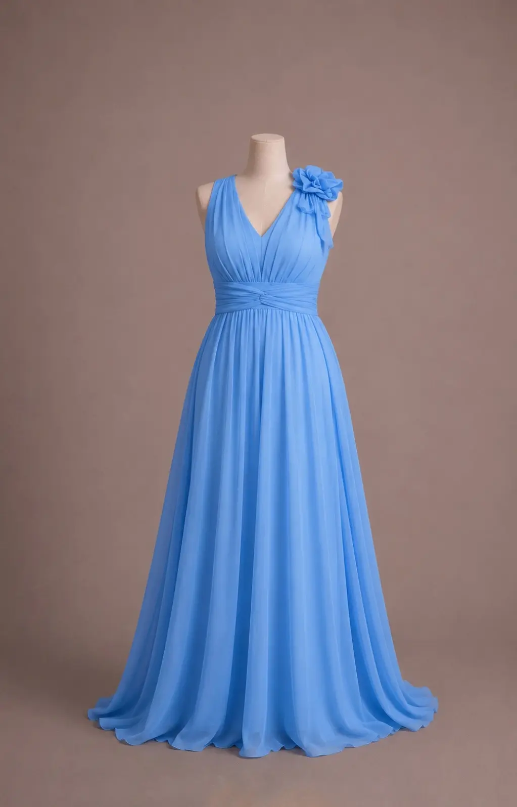 Vestido longo — Azul — frente